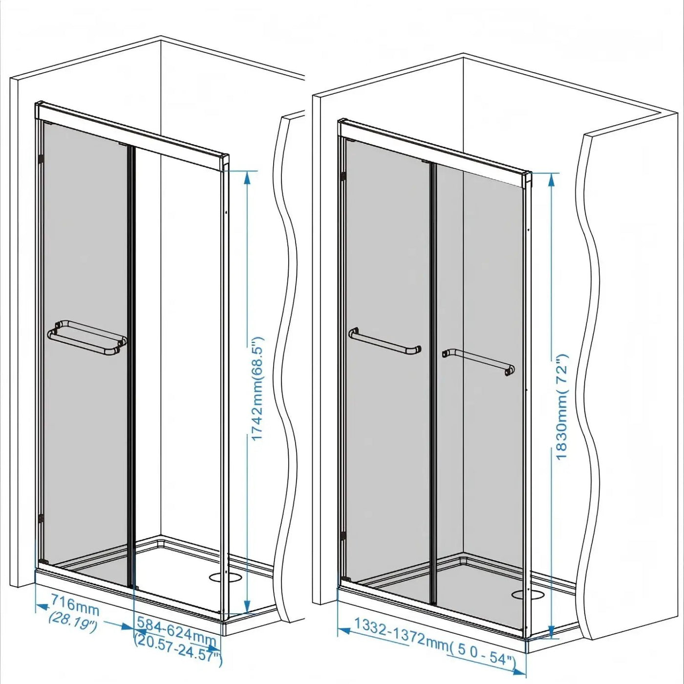Double Sliding Shower Door With Explosion Proof Film by HouseOfZazla