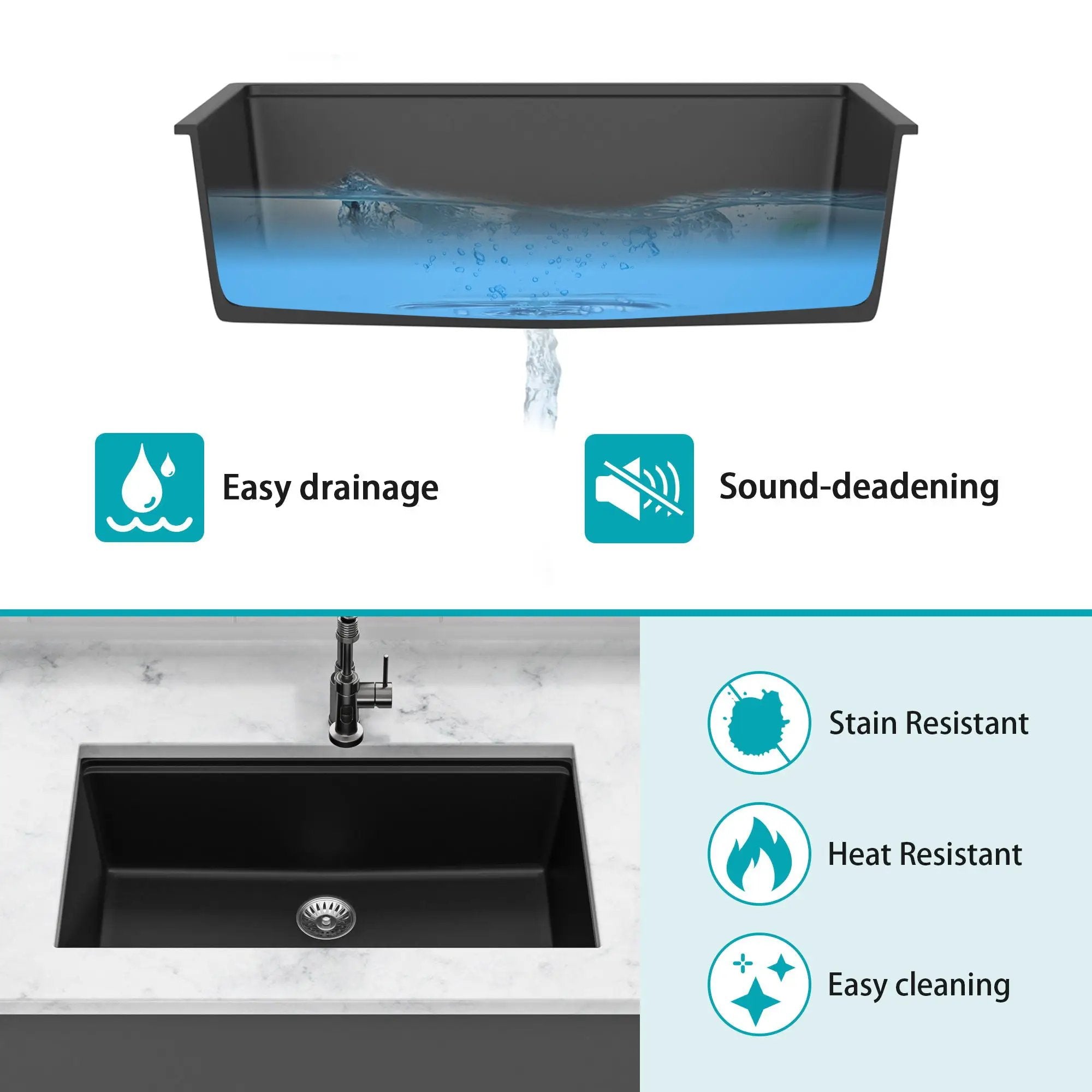 Quartz Kitchen Sink, Composite Workstation, Undermount by HouseOfZazla