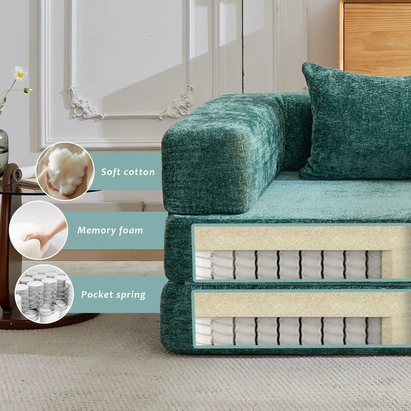 Convertible Floor Sofa Bed, Boneless Modular Sectional Sofa For Living Room by HouseOfZazla