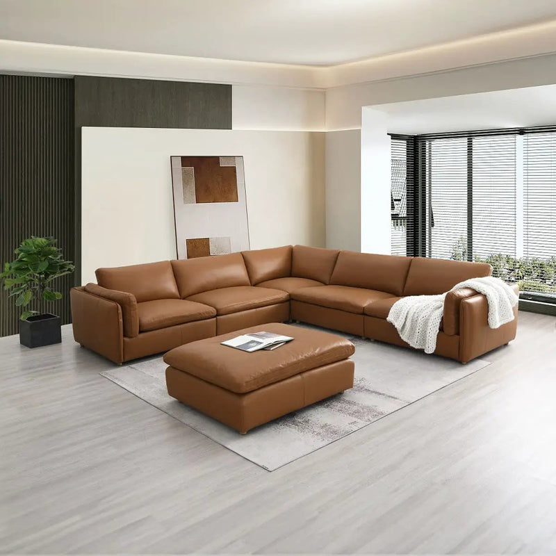 Brighton - Ottoman - Brown Top Grain Leather by Unique Piece Furniture
