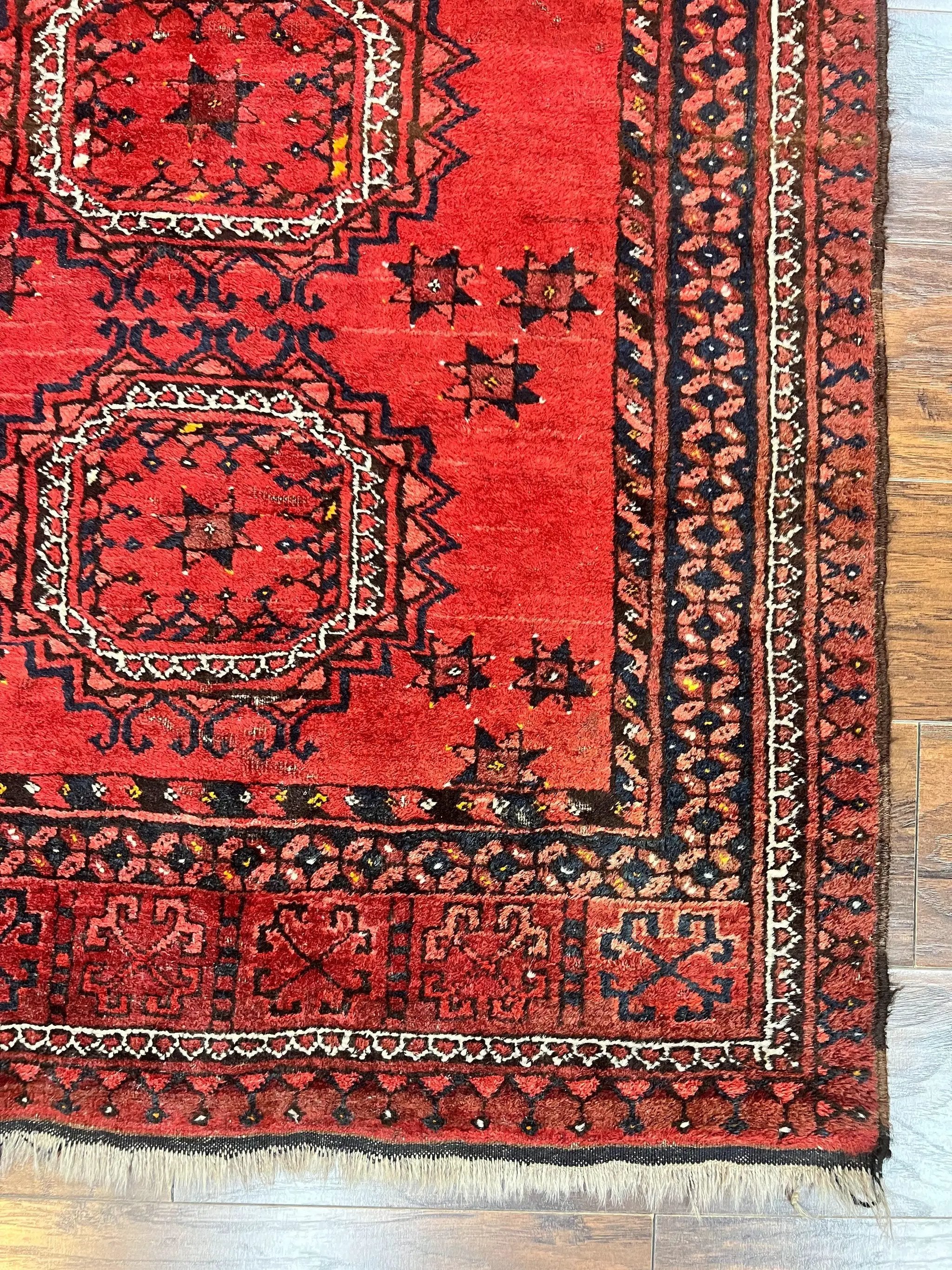 Afghan Rug 3x6, Semi Antique Vintage Oriental Carpet, Wool Handmade Red Rug, Tribal Rug, Afghan Beshir Rug by Jewel Rugs