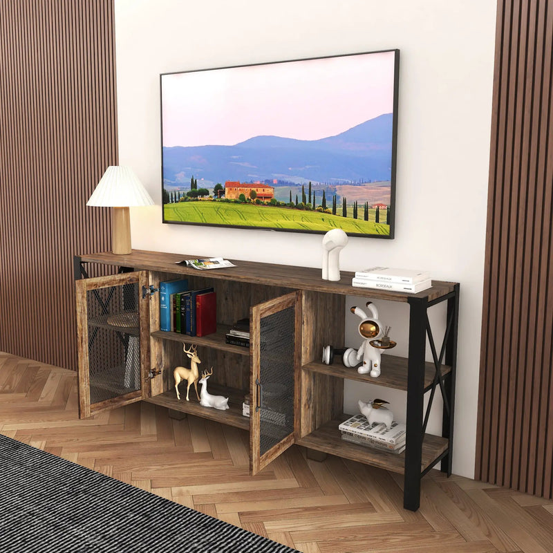 Industrial 80 Inch TV Stand for Living Room & Bedroom by HouseOfZazla