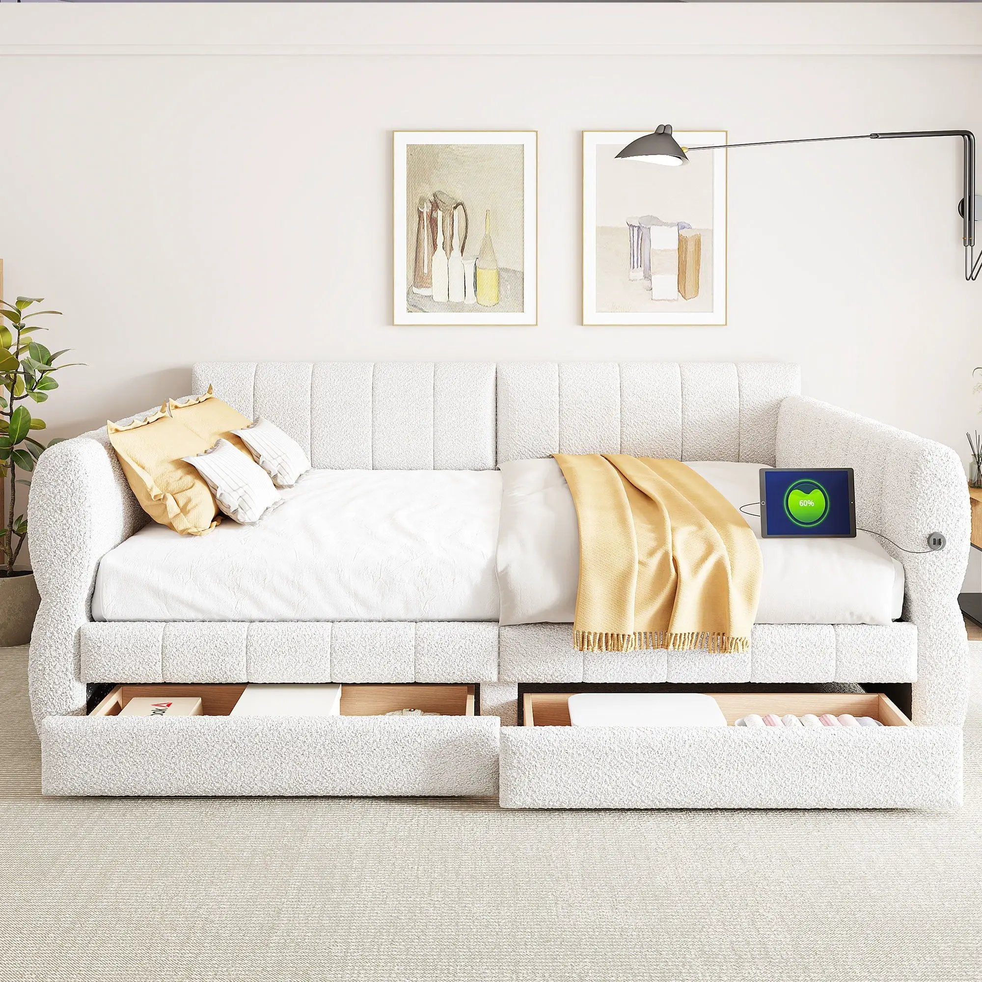 Upholstered Platform Bed With USB Charging by Unique Piece Furniture