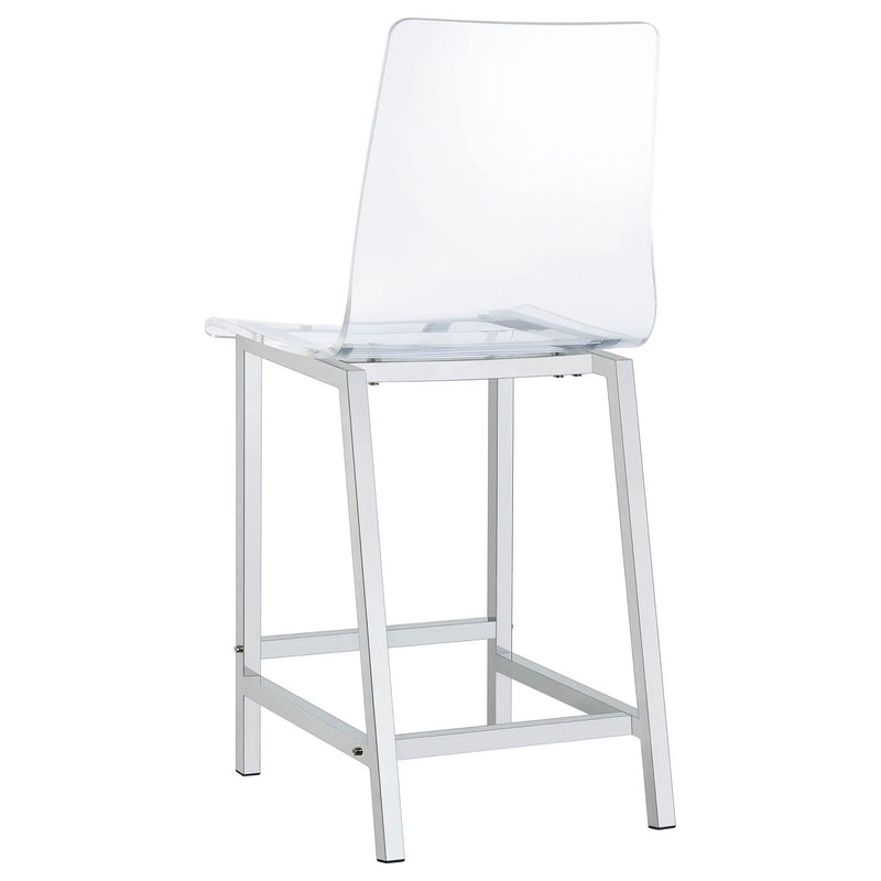 Juelia Clear Acrylic Counter Chair Chrome (Set of 2) by Unique Piece Furniture
