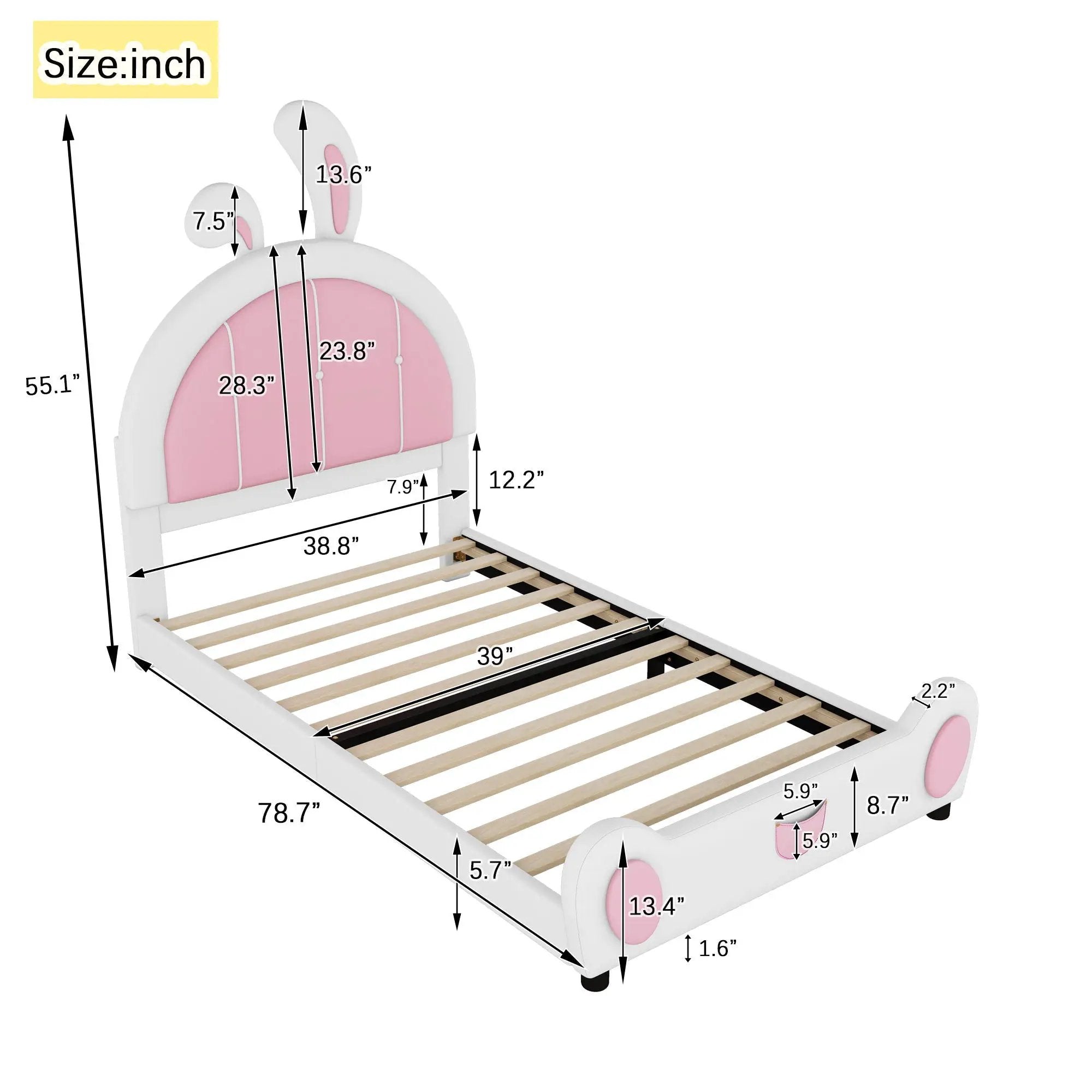 Upholstered Platform Bed With Rabbit Shaped Headboard by Unique Piece Furniture