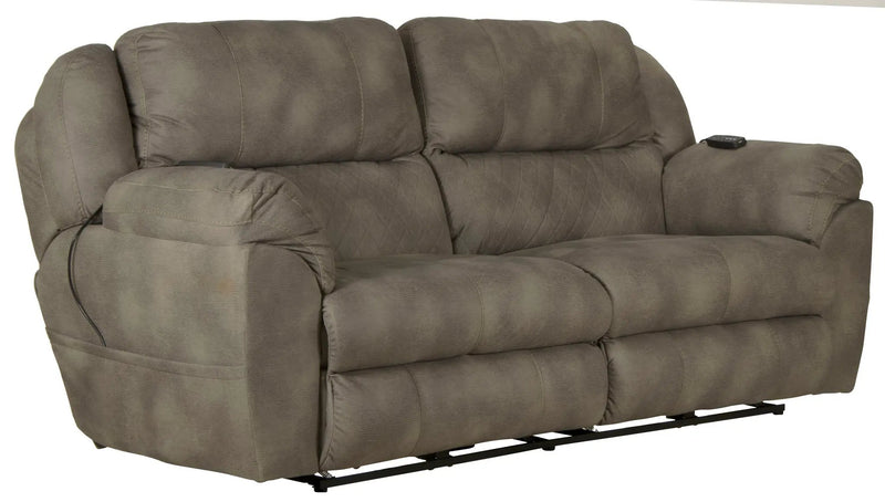 Flynn - Power Lay Flat Reclining Sofa Power Adjustable Headrest & Lumbar And Dual Heat & Massage - Fig by Unique Piece Furniture