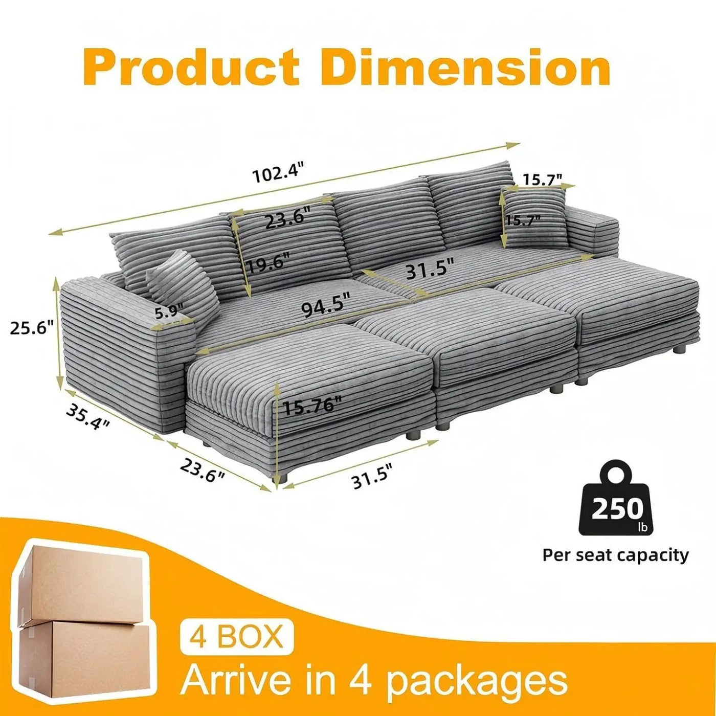 Modern Comfy Upholstered Sofa Cloud Couch & Deep Seat Couches by HouseOfZazla