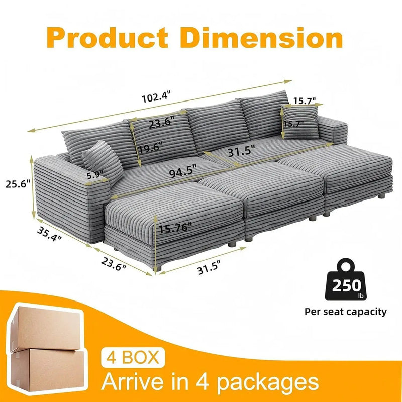 Modern Comfy Upholstered Sofa Cloud Couch & Deep Seat Couches by HouseOfZazla