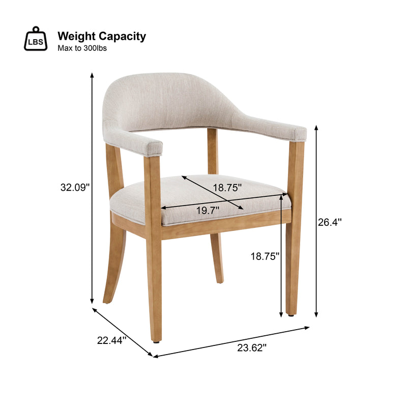 Wood Frame Upholstered Dining Chairs with Armrests (Set of 2) by HouseOfZazla