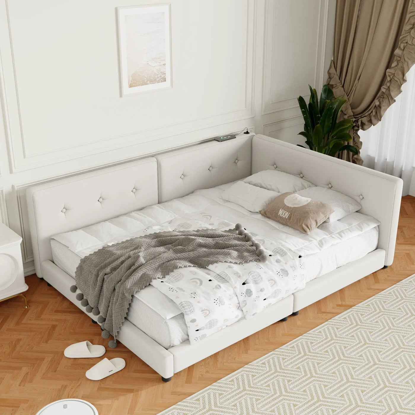 Modern Upholstered Platform Bed With USB Ports And LED Belt by HouseOfZazla