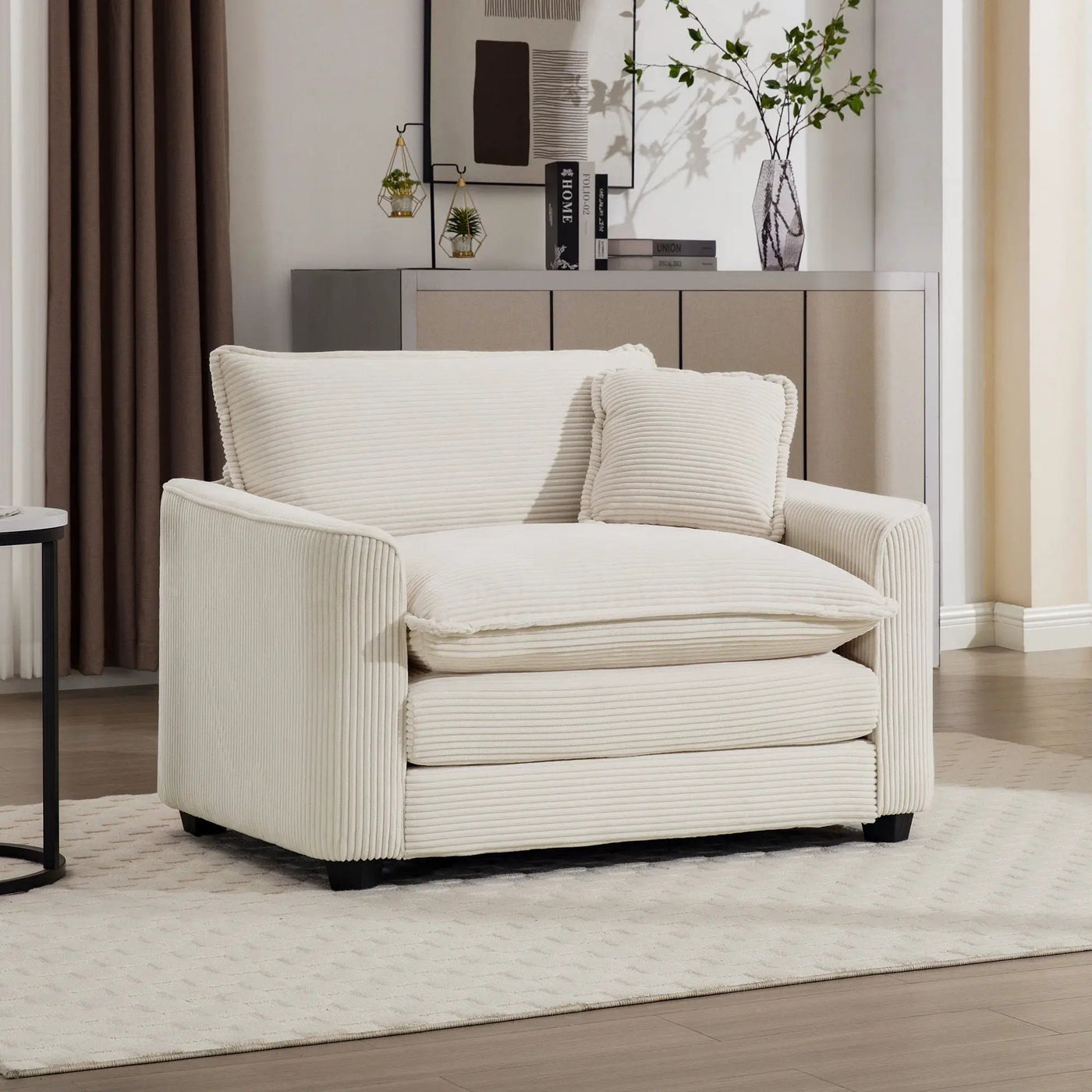 Modern Classic Fabric Single Chair Deep Seat Sofa With Pillow by HouseOfZazla