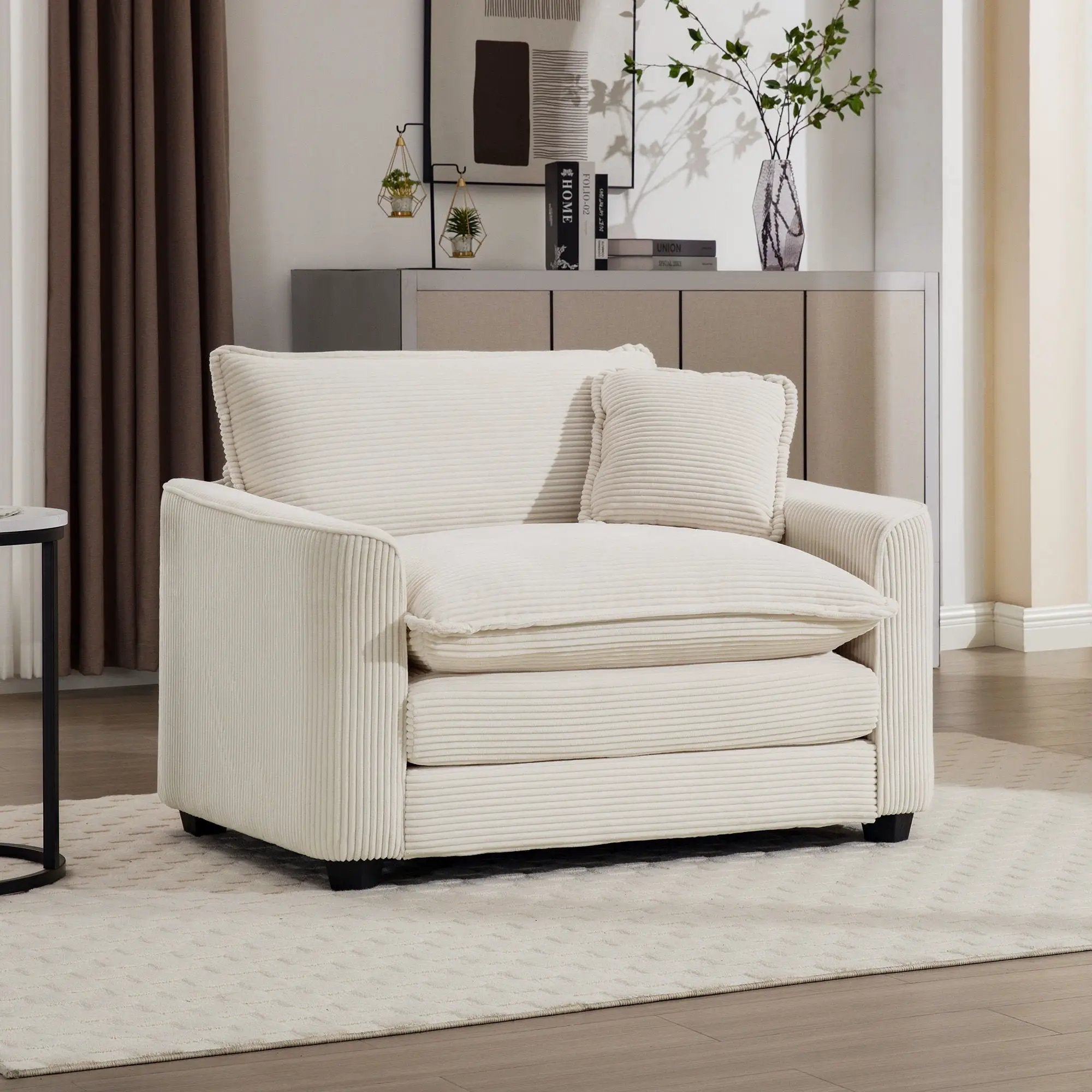 Modern Classic Fabric Single Chair Deep Seat Sofa With Pillow by HouseOfZazla