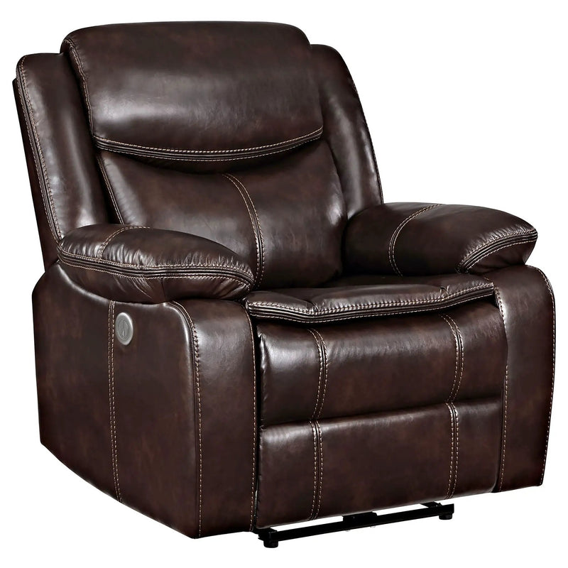 Sycamore Upholstered Power Recliner Chair Dark Brown by Unique Piece Furniture