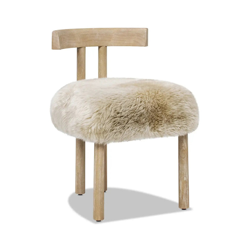 Arden 19.5" Genuine Sheepskin Fur Split Back Dining Chair by HouseOfZazla