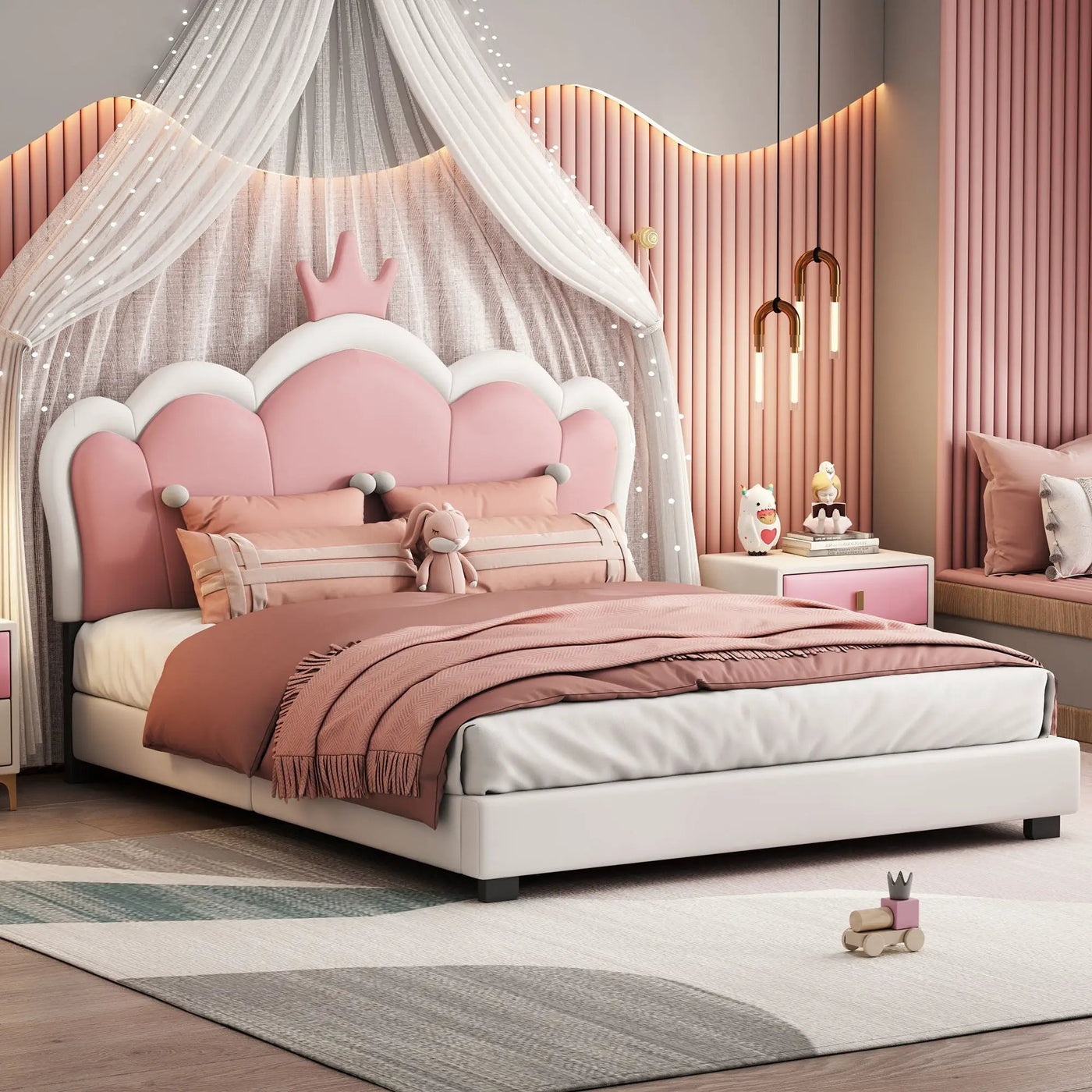 Upholstered Princess Platform Bed With Crown Headboard by HouseOfZazla
