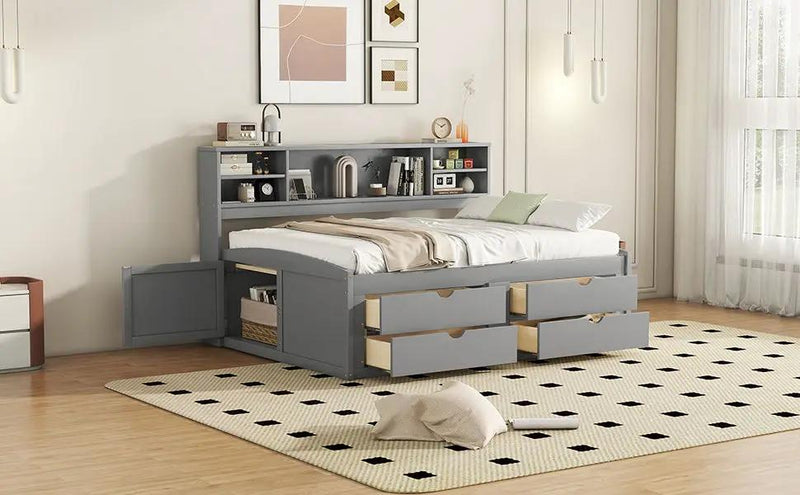 Daybed With 2 Bedside Cabinets, Upper Shelves And 4 Drawers by HouseOfZazla