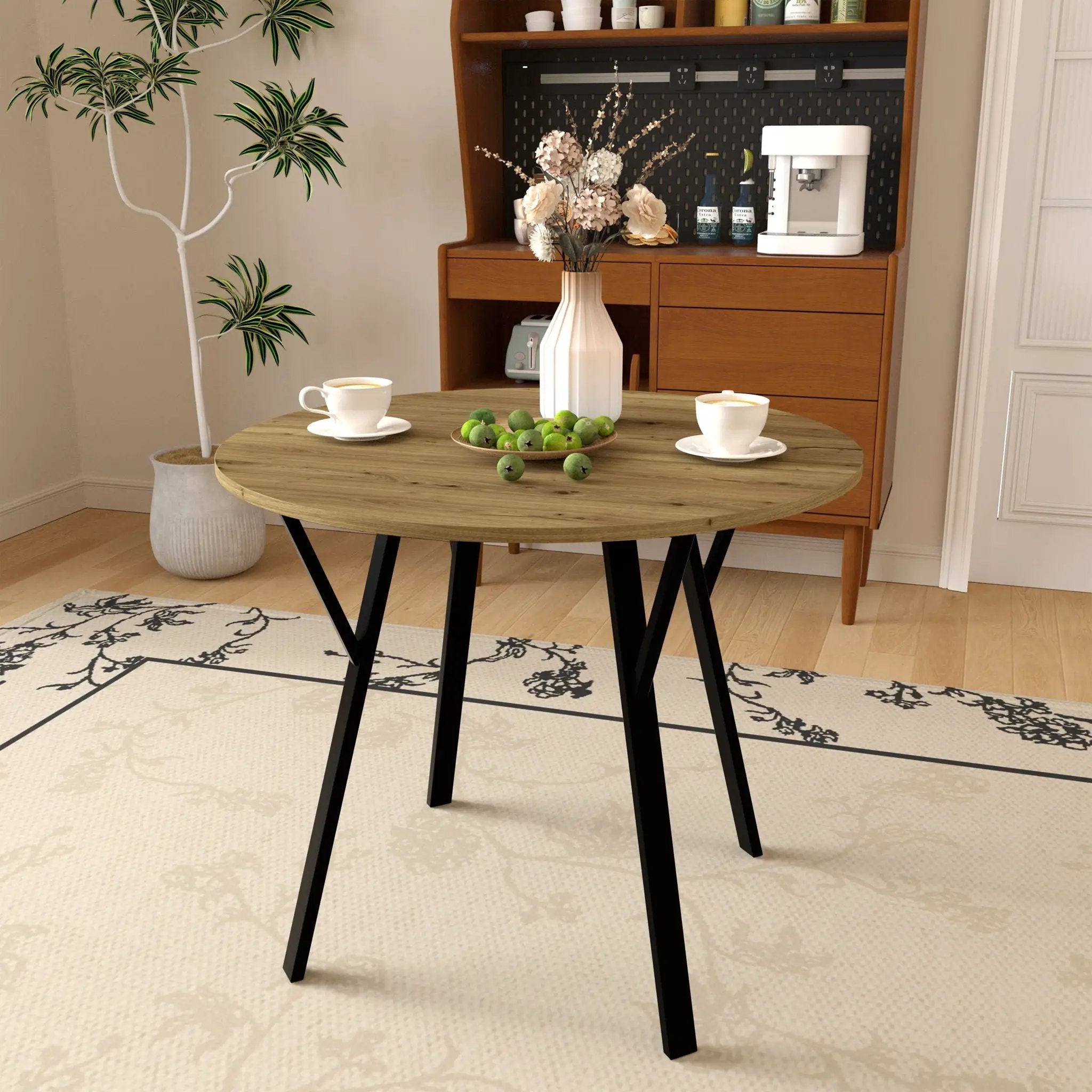 Round Dining Table, For 2 - 4 People - Rustic Brown by Unique Piece Furniture