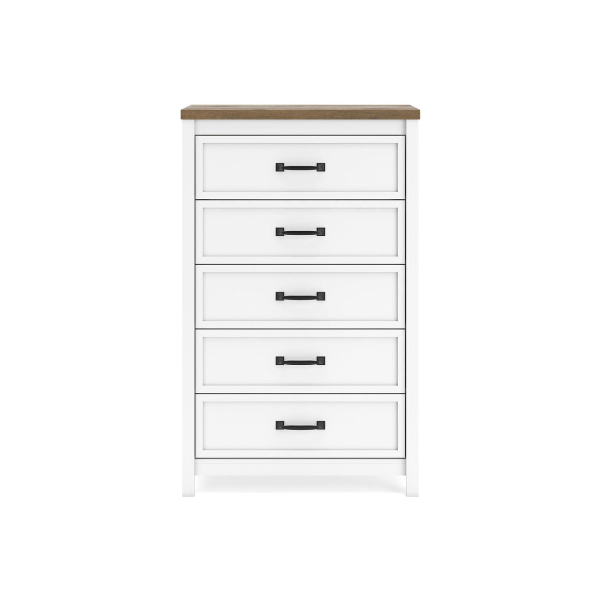 Kerisden - Five Drawer Chest - White / Brown, photo 2 of 7