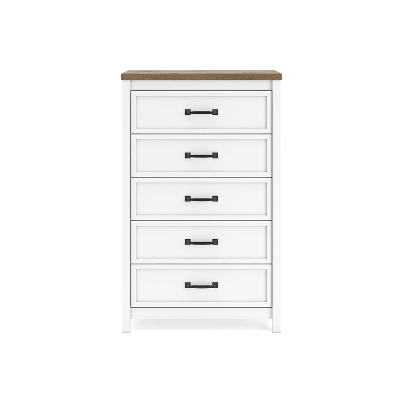 Kerisden - Five Drawer Chest - White / Brown, photo 2 of 7
