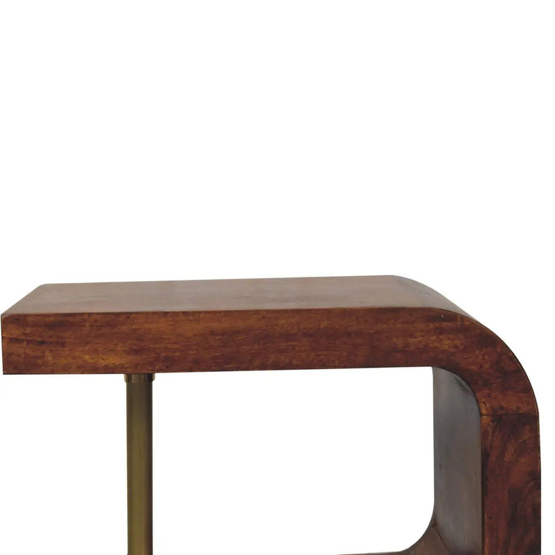 S Curve Brass Bedside Table - Dark Brown by HouseOfZazla