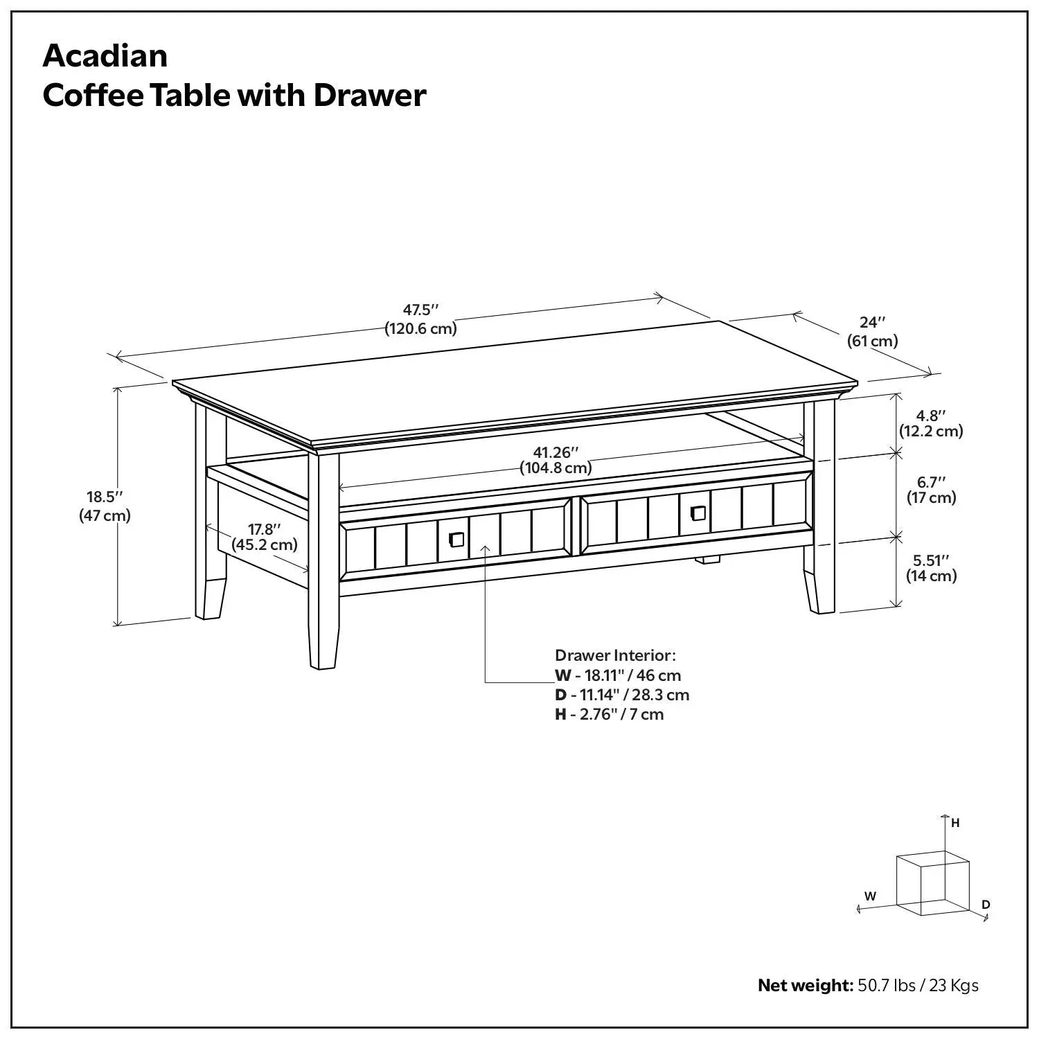 Acadian - Coffee Table With Drawer - Brown by Unique Piece Furniture
