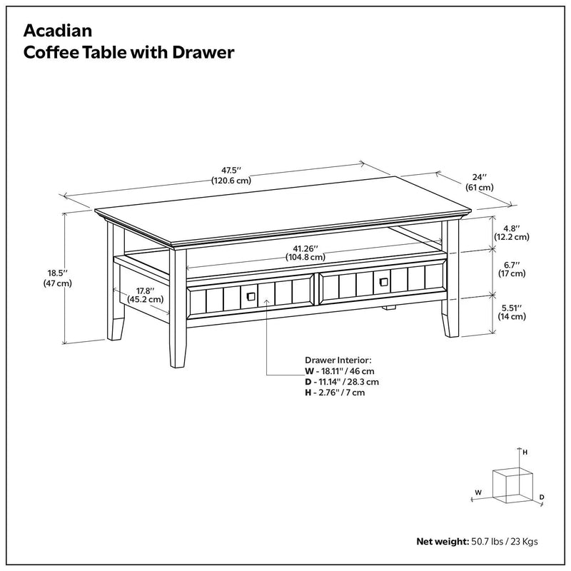 Acadian - Coffee Table With Drawer - Brown by HouseOfZazla