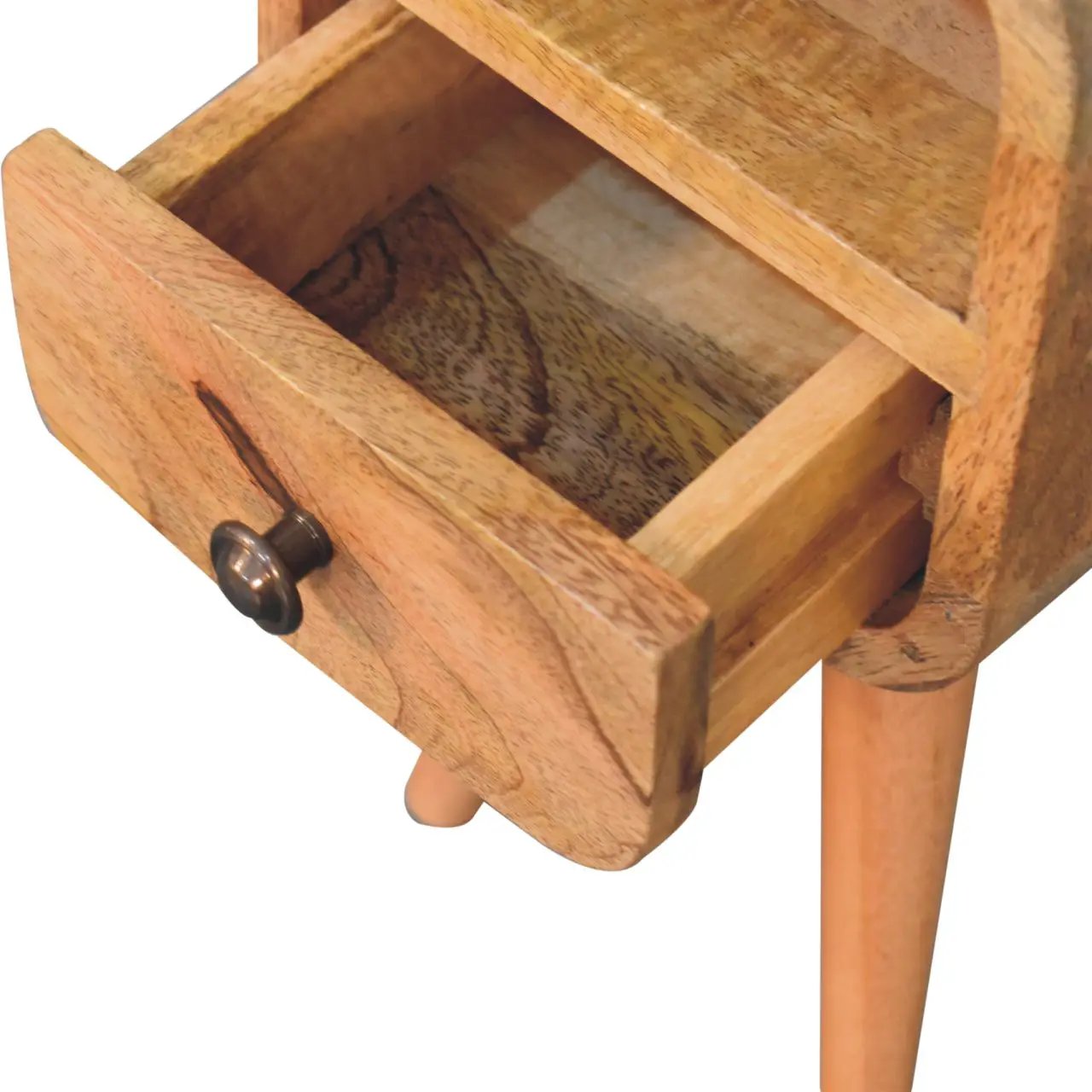Solid Wood Extra Mini Oak-ish Curve Open Slot Nightstand by HouseOfZazla