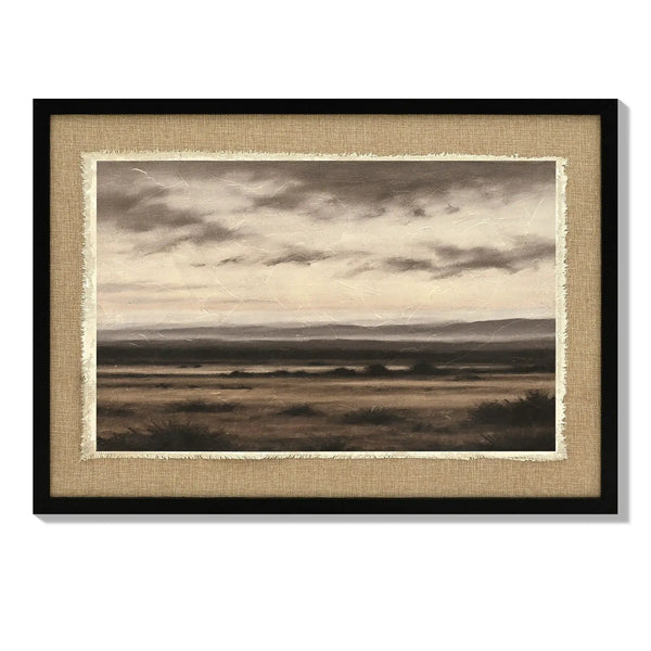 Vintage Landscape Large Framed Wall Art, Nature Wilderness Scenery Paintings Decor Aesthetic - Ember Black / Linen Sesame