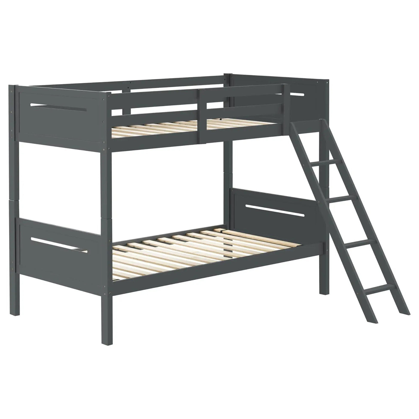 Bunk Bed With Built In Ladder, Safety Guardrails And Angled Access Step by HouseOfZazla