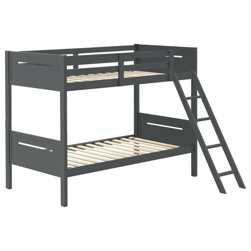 Bunk Bed With Built In Ladder, Safety Guardrails And Angled Access Step by HouseOfZazla