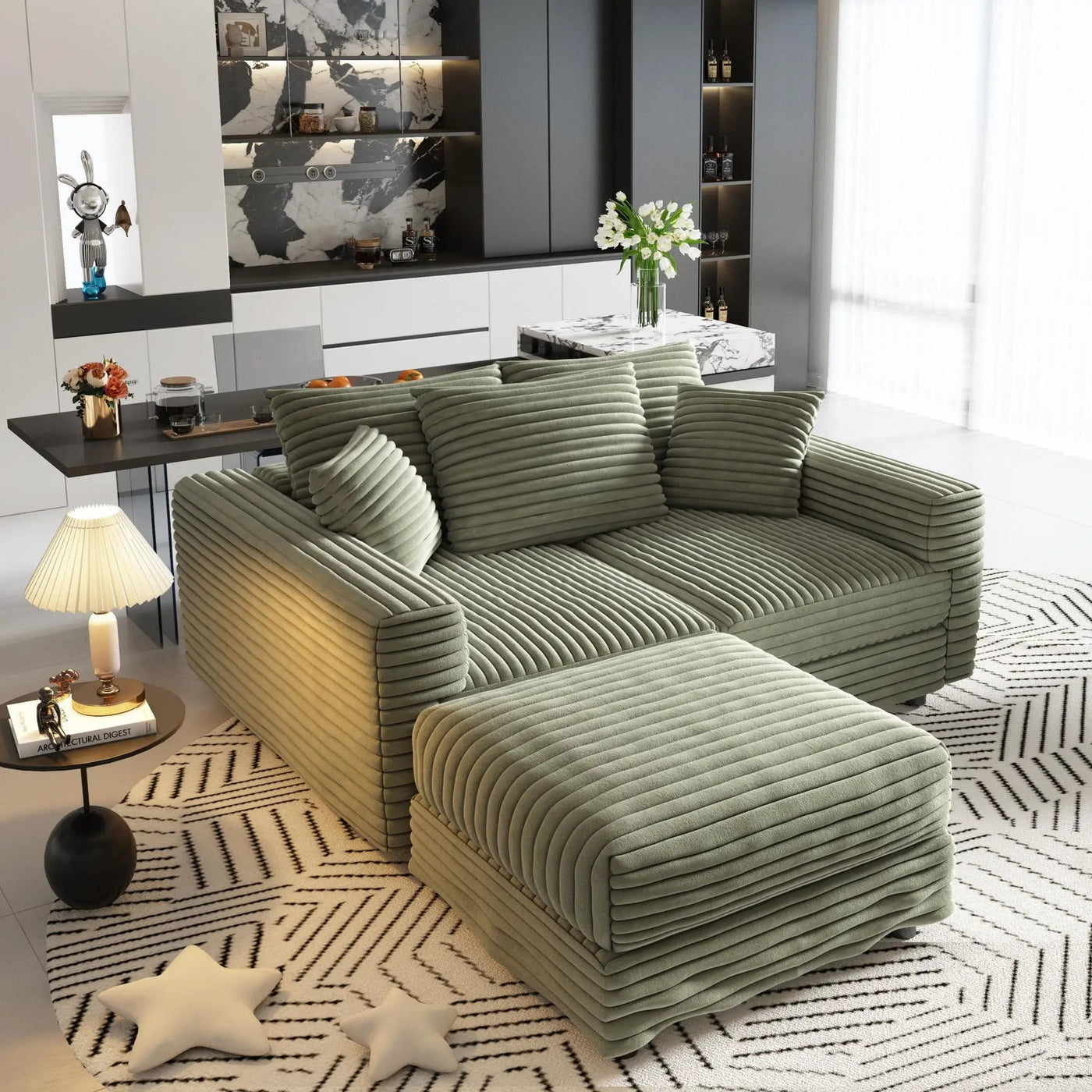 Convertible Deep Seat Sofa With Soft Pillows And Ottomans by HouseOfZazla
