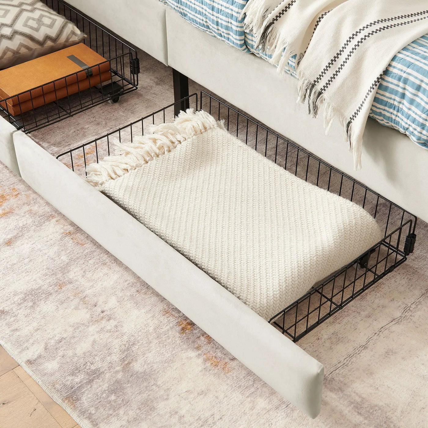Upholstered Platform Bed Frame With 2 Storage Drawers And Adjustable Sofa Bed by HouseOfZazla