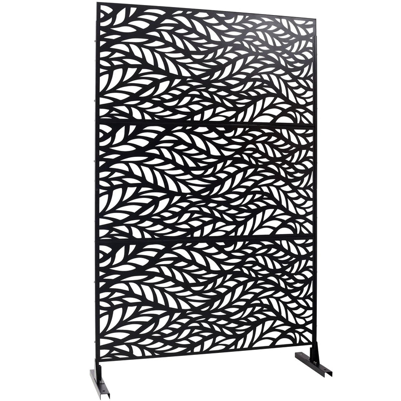 Outdoor & Indoor Privacy Screen Metal Privacy Screen, Freestanding Decorative Privacy Screen For Deck Balcony Patio - Black by HouseOfZazla