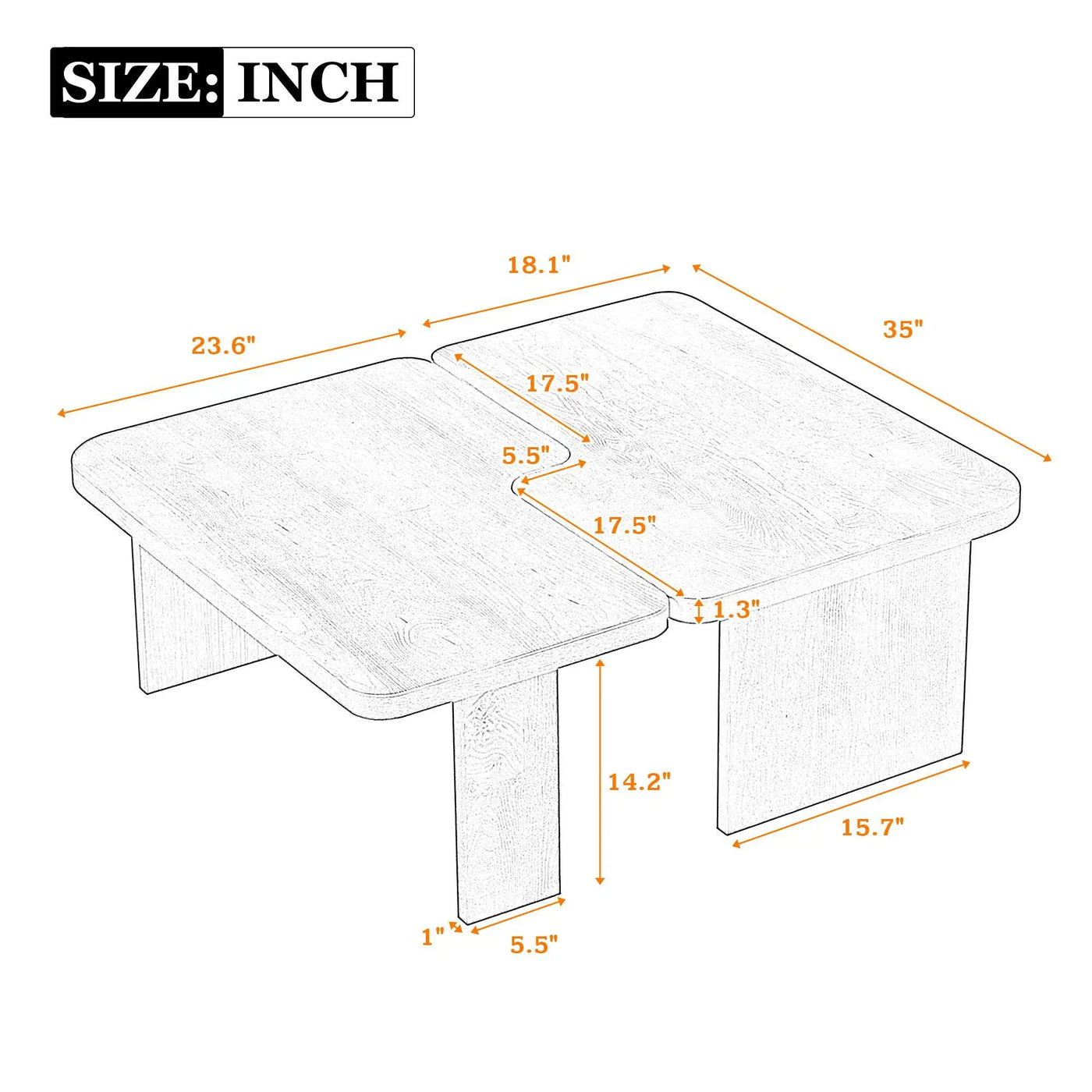 Modern Minimalist Coffee Table Set With Splicing Design by HouseOfZazla