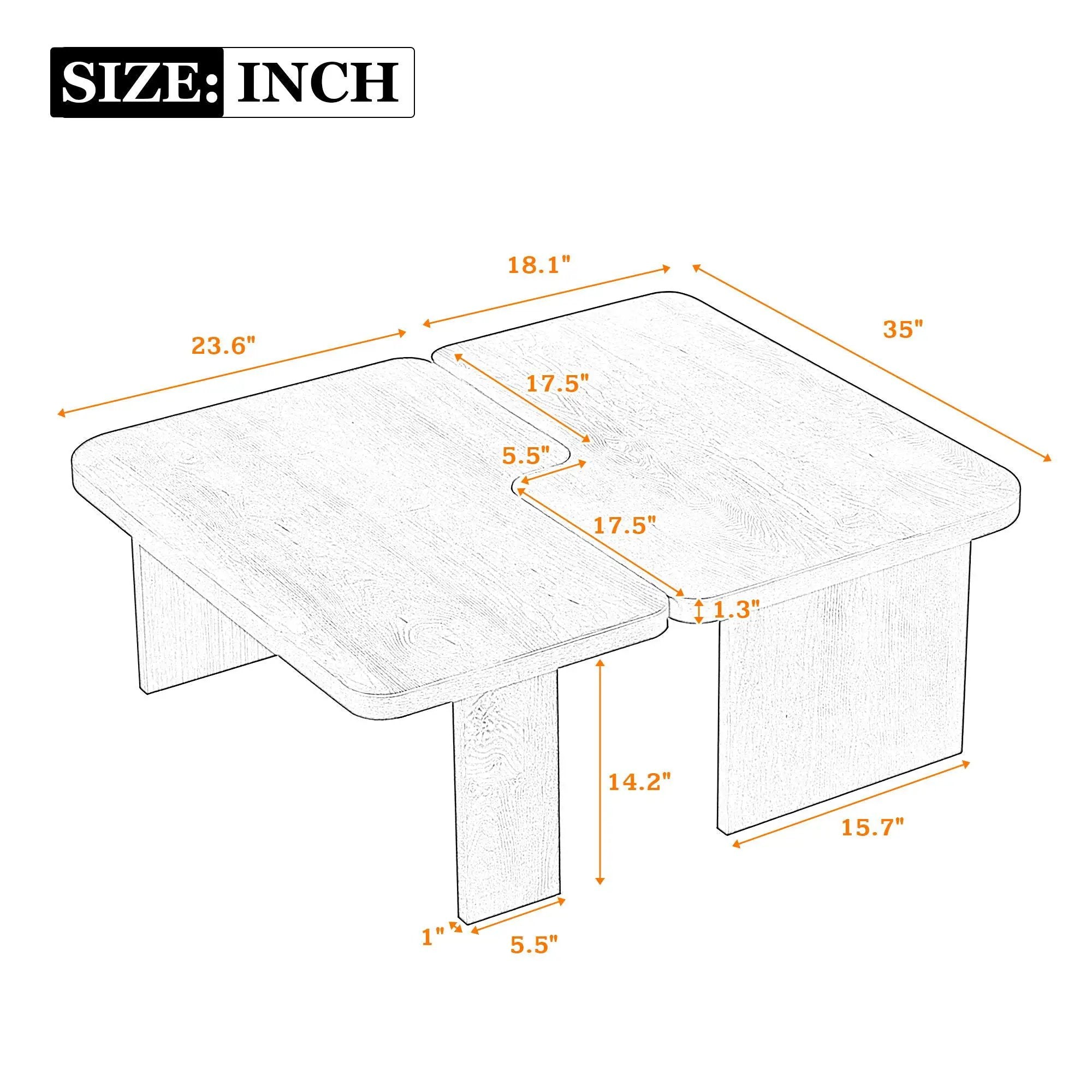 Modern Minimalist Coffee Table Set With Splicing Design by Unique Piece Furniture