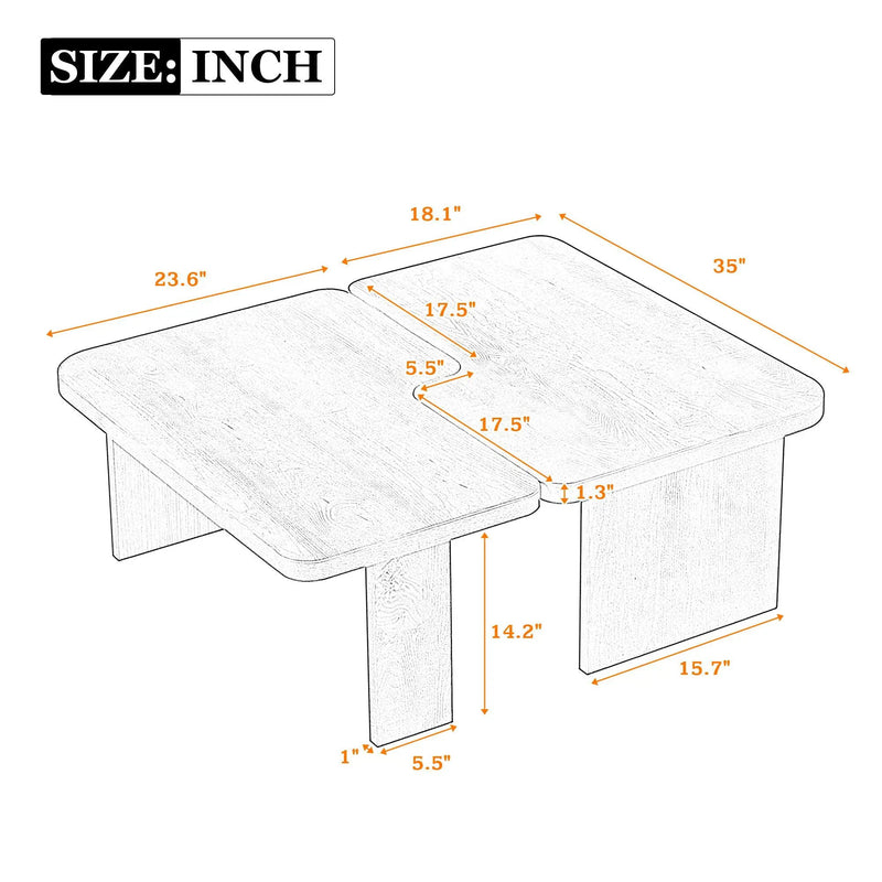 Modern Minimalist Coffee Table Set With Splicing Design by Unique Piece Furniture