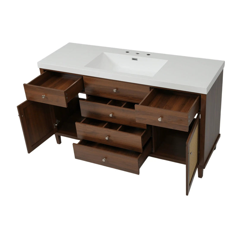 Bathroom Vanity With Sink, 5 Legs, Soft Close Drawers by HouseOfZazla