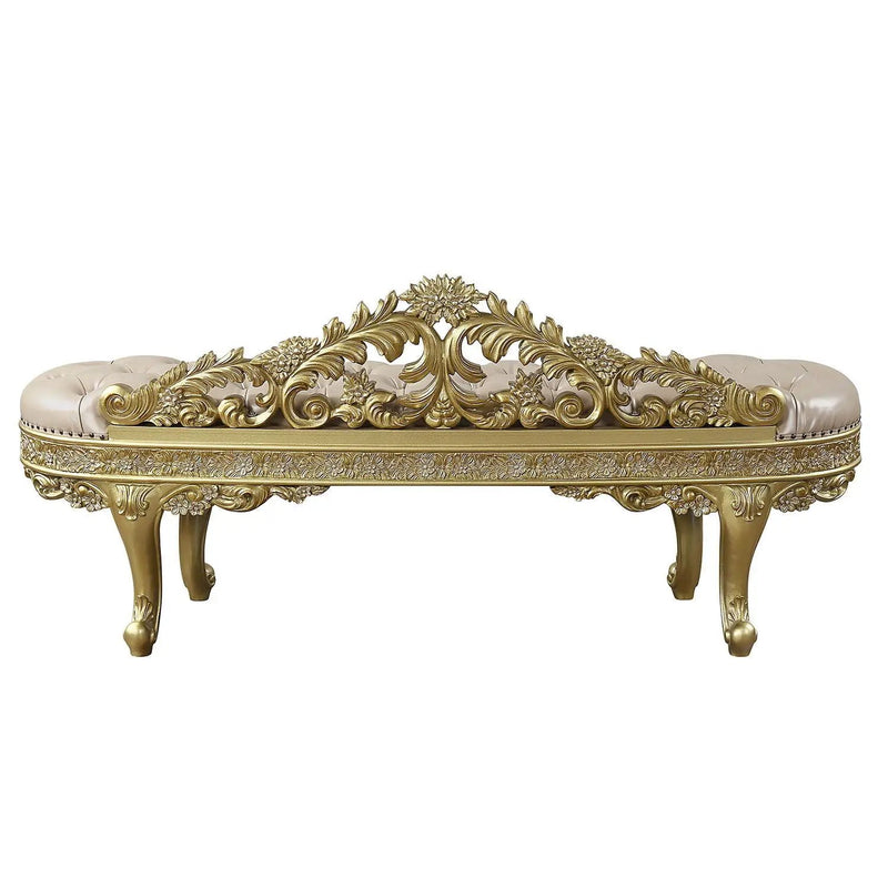 Cabriole - Synthetic Leather Bench - Gold by Unique Piece Furniture