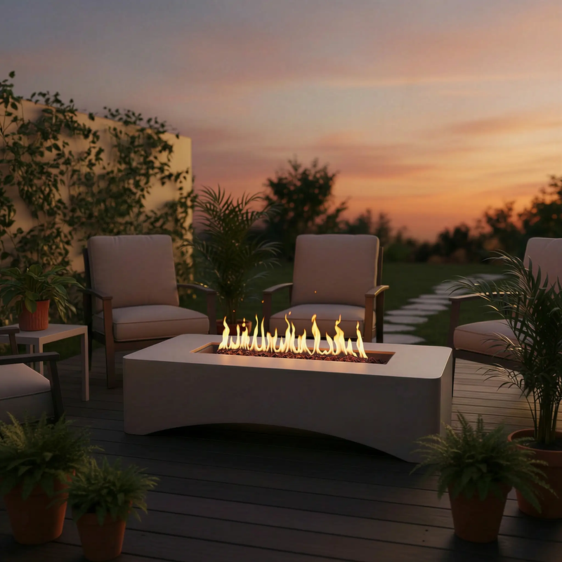 56' Propane Fire Pit Table - Rectangular Outdoor Gas Fire Pit by HouseOfZazla