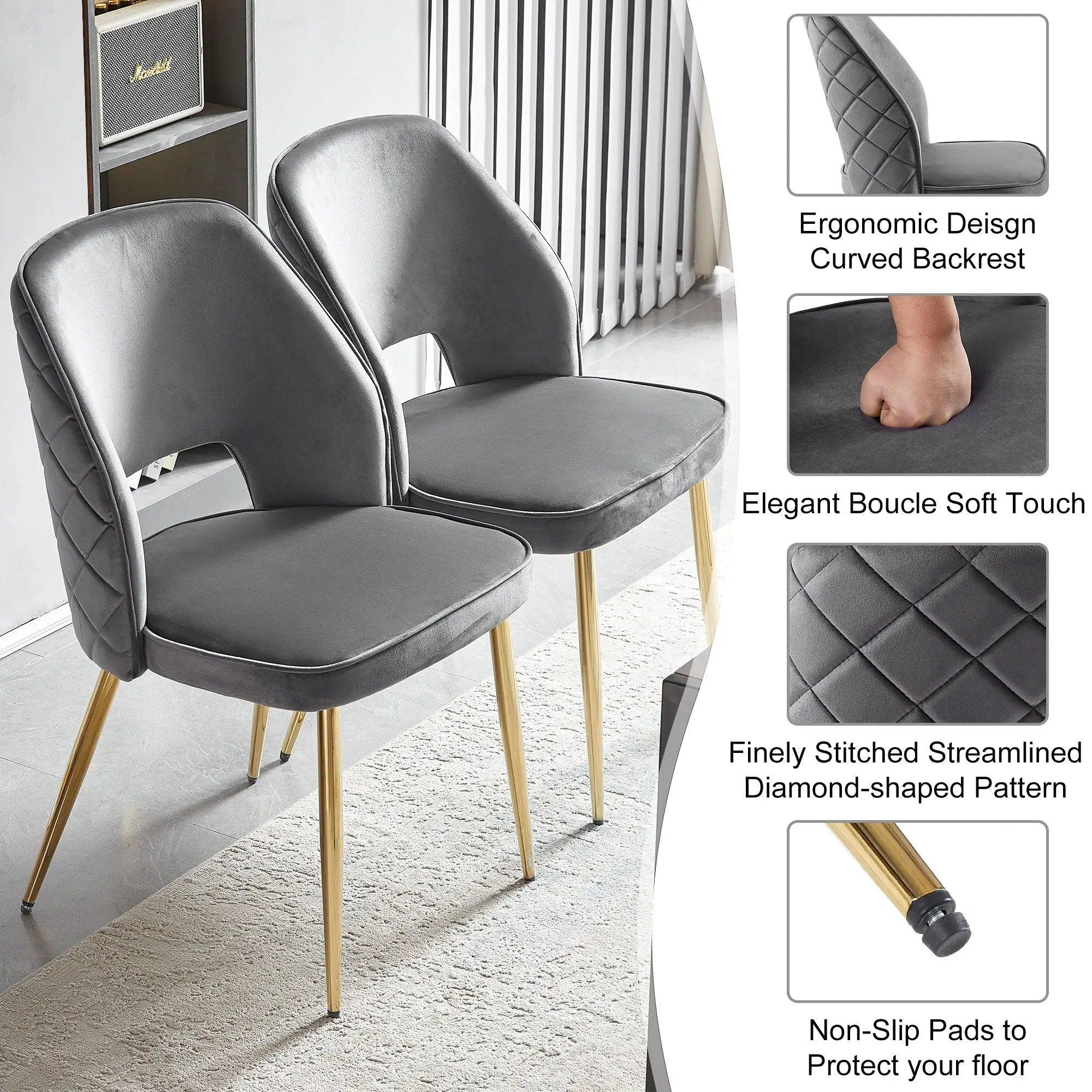 Dining Chairs With Metal Legs And Hollow Back Upholstered Dining Chairs by Unique Piece Furniture