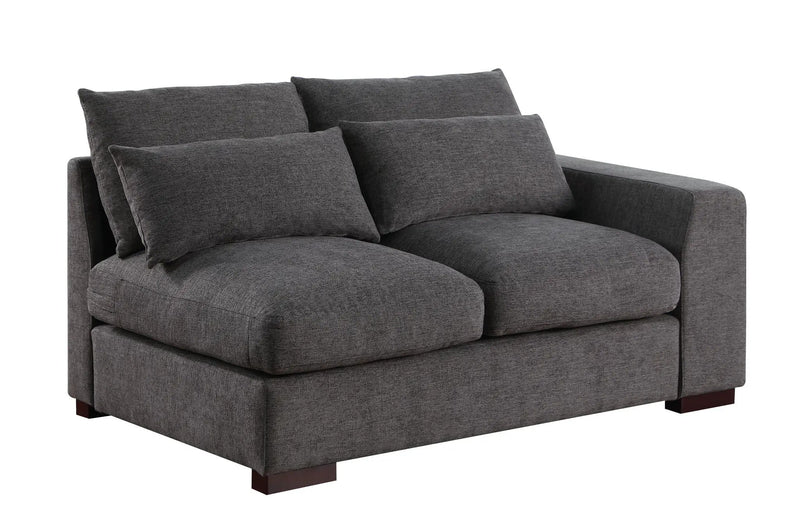 Tatman - Linen Blend Sectional With 2 Ottomans - Dark Gray by HouseOfZazla