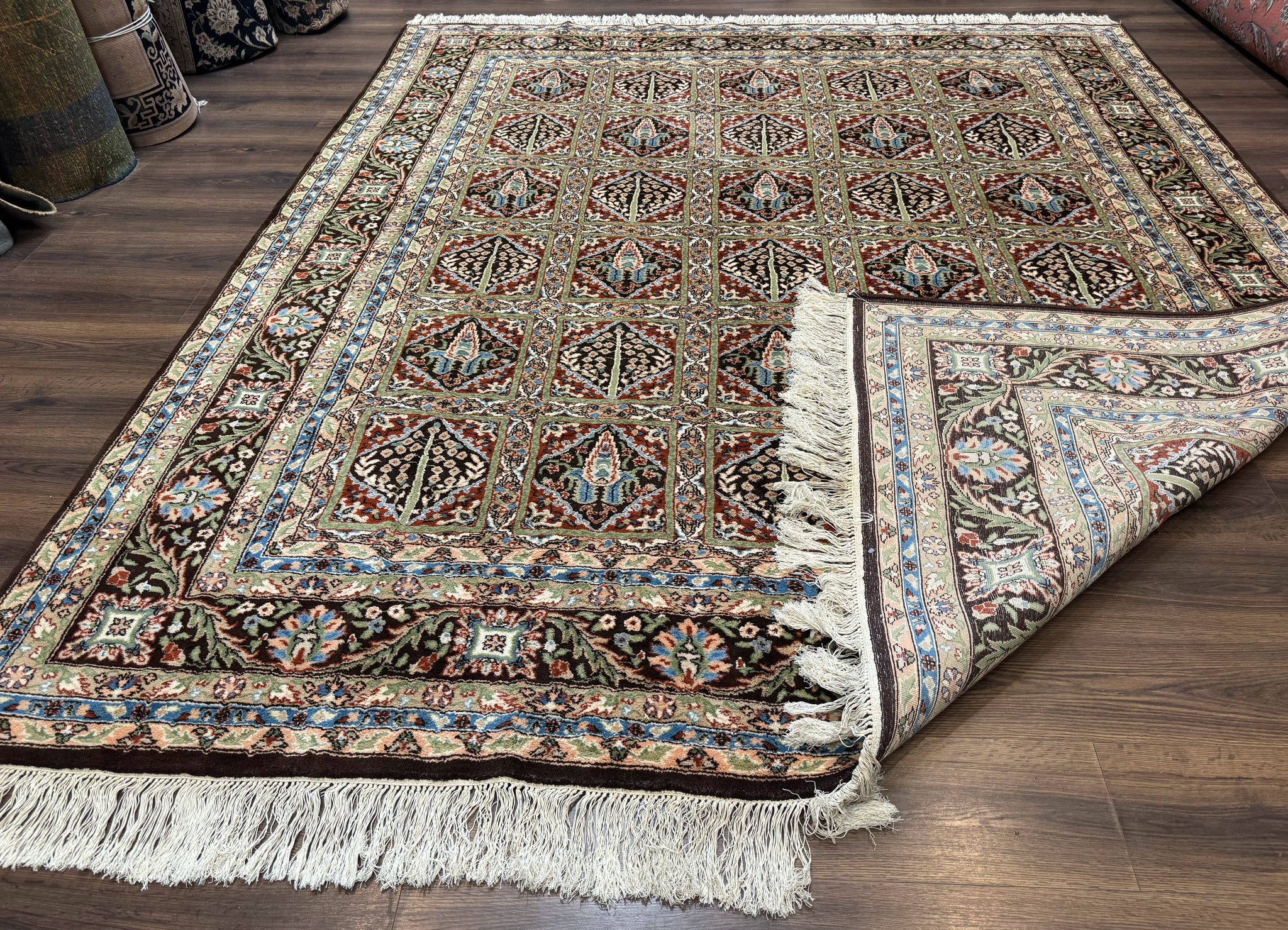 Sino Persian Rug 8x10, Panel Design, Brown, Multicolor, Wool, Cedar Trees by Jewel Rugs