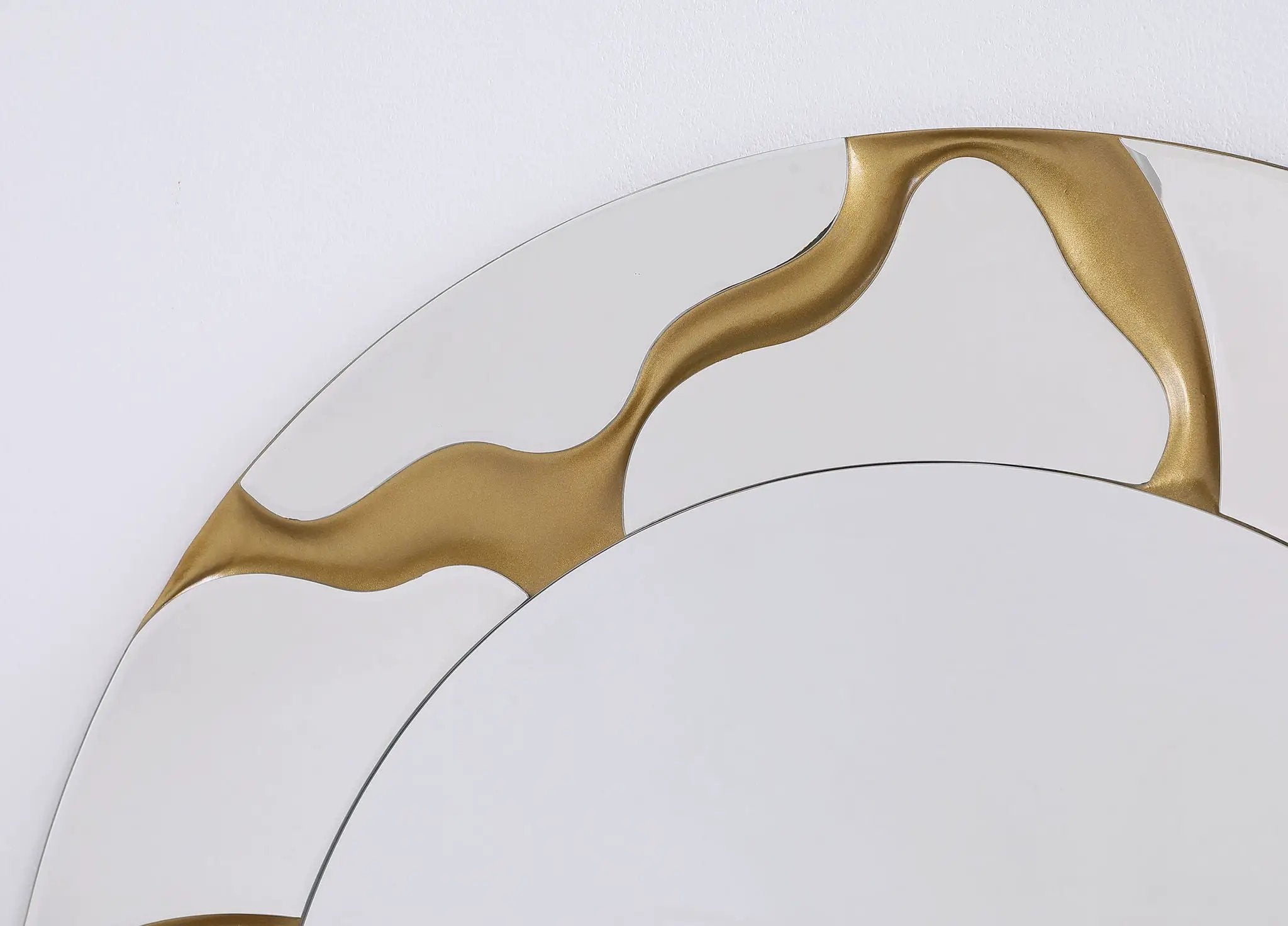 Dorinda 36 x 36 Inch Round Kintsugi Style Wall Mirror Gold by Unique Piece Furniture