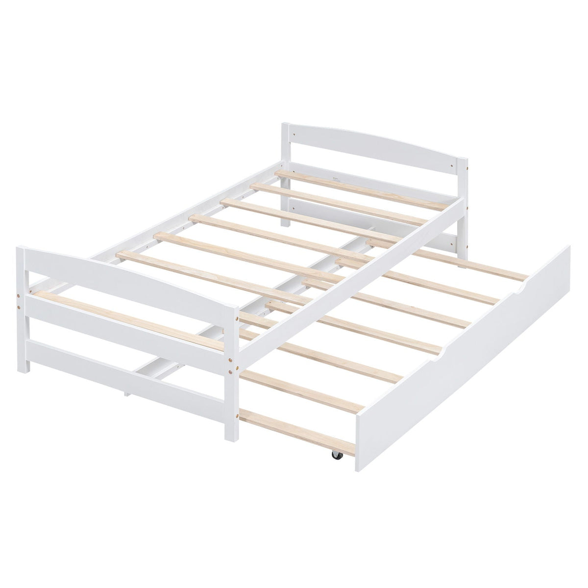 Twin Size Platform Bed with Trundle - Solid Wood Frame - Dark Gray or White, photo 4 of 22