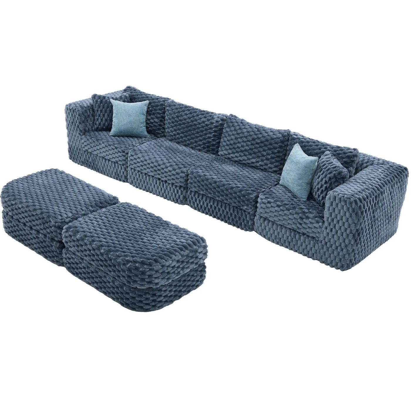 Modular Sectional Sofa, Boneless Couch With 2 Movable Ottomans by HouseOfZazla