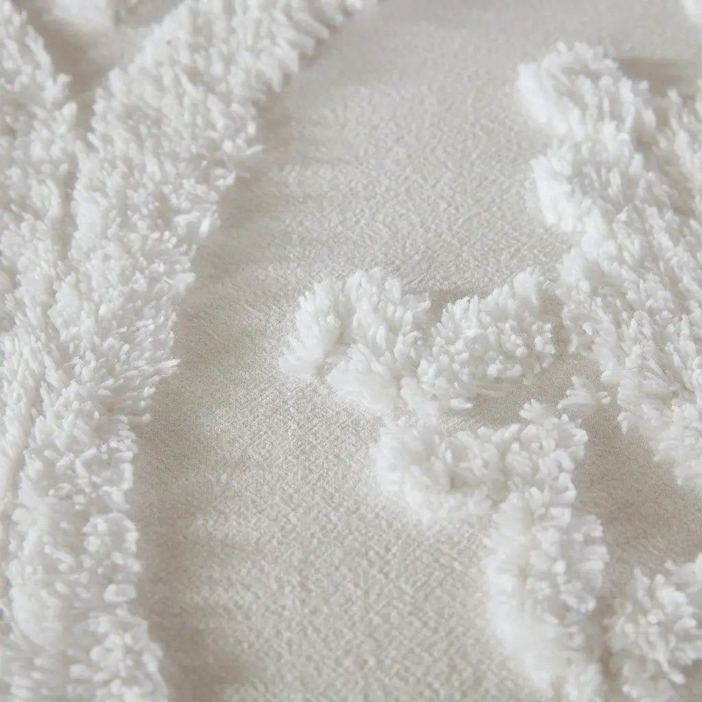 Full/Queen Tufted Cotton Chenille Damask Duvet Cover Set by HouseOfZazla