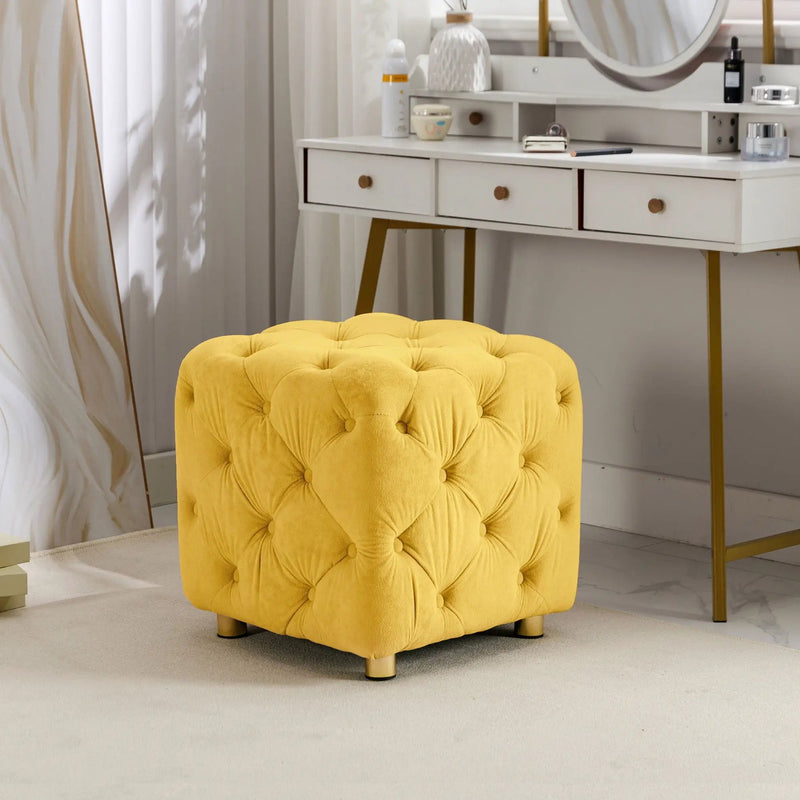 Modern Upholstered Ottoman, Exquisite Small End Table, Soft Foot Stool, Dressing Makeup Chair, Comfortable Seat For Living Room, Bedroom, Entrance by Unique Piece Furniture