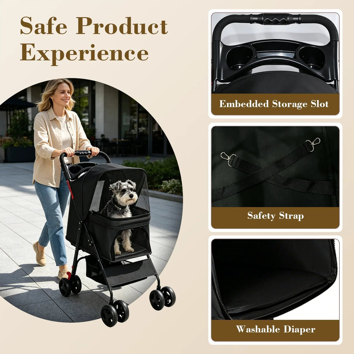 Foldable Pet Stroller for Small Dogs and Cats Under 28 lbs by HouseOfZazla