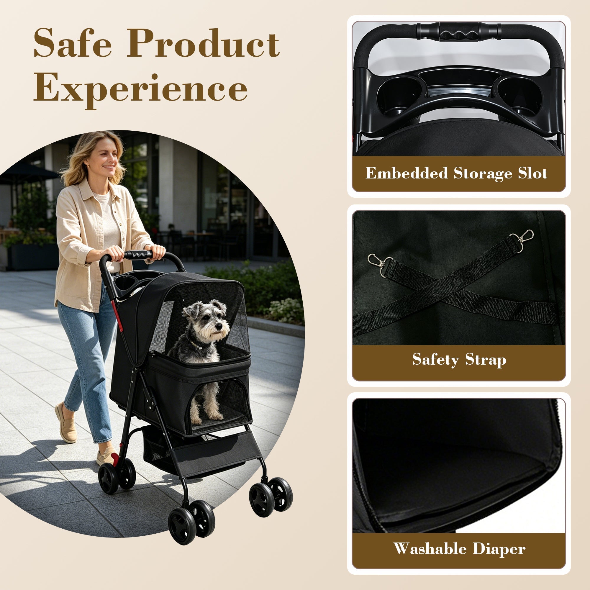 Foldable Pet Stroller for Small Dogs and Cats Under 28 lbs by HouseOfZazla
