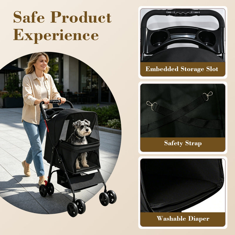 Foldable Pet Stroller for Small Dogs and Cats Under 28 lbs by HouseOfZazla
